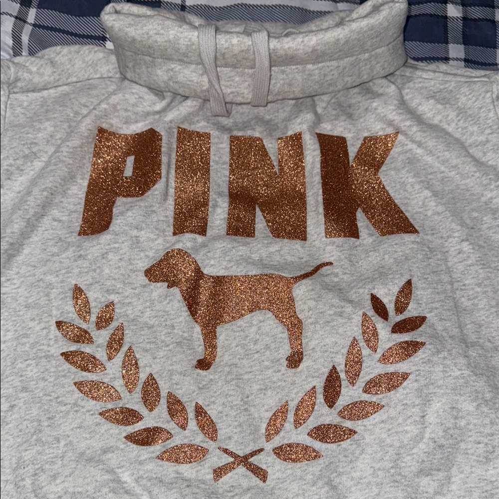 Victoria Secret Pink hoodie sweater Gray VS Size Medium active winter - Picture 6 of 8